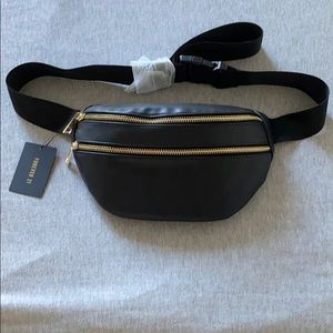 Black Fanny Pack with gold trim